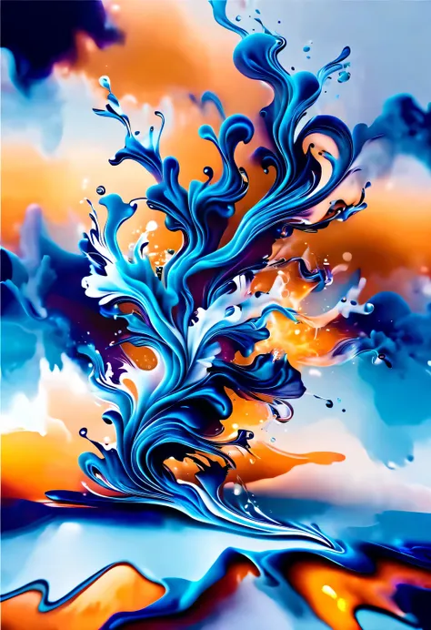 blue ink art，wallpaper phone，airbrush painting style, beautiful detailed