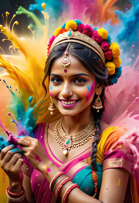 (best picture quality，4k,8k，hd，masterpiece:1.2)，super detailed，(lifelike，lifelike，lifelike:1.37)。indian festivals，painting festi...