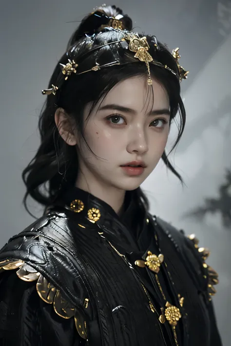 Game art，The best picture quality，Highest resolution，8K，(A bust photograph)，(Portrait)，(Head close-up)，(Rule of thirds)，Unreal Engine 5 rendering works， (The Girl of the Future)，(Female Warrior)， 
20岁少女，(The generals of ancient China)，An eye rich in detail...