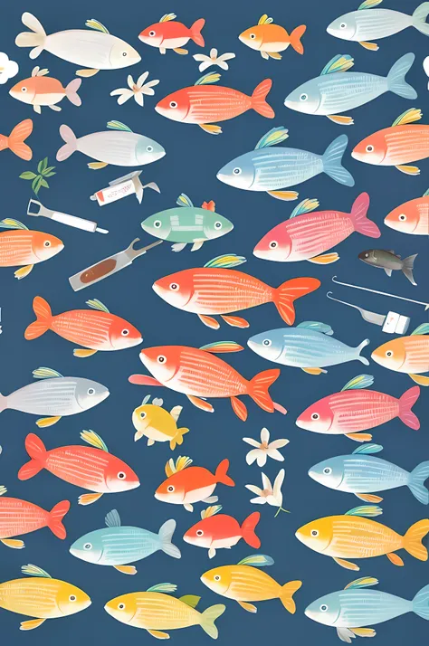 masterpiece, best quality, popular science style,fish,chibi,simple background,