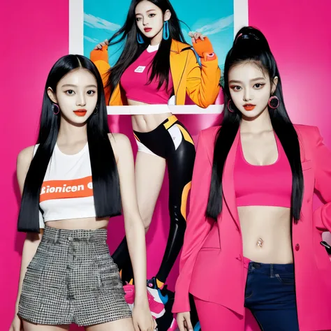 Posters feature bright colors and vibrant elements，Show the youth of the brand、Stylish and dynamic image。The poster can show several young women wearing branded clothing，They are confident and energetic