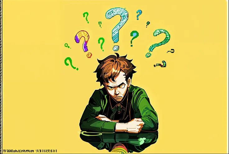 question mark, With hesitation, Puzzled,，pixel style