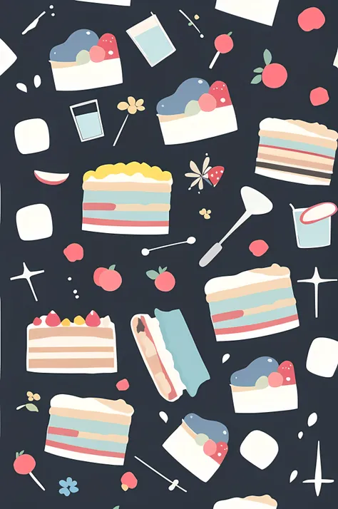 masterpiece, best quality, popular science style，cake,chibi,simple background