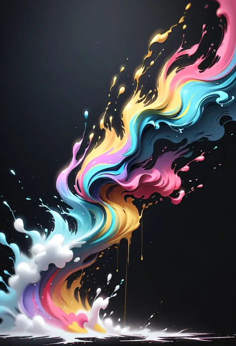 scribble art,ink splatter,Wild,splash ink painting,Abstraction,rich and colorful,Vague dreams,Dynamic energy,publish creation,visual impact,modern aesthetic,Elegant and simple,Contemporary interpretation,be bold,black background,Colored marbles fall into i...