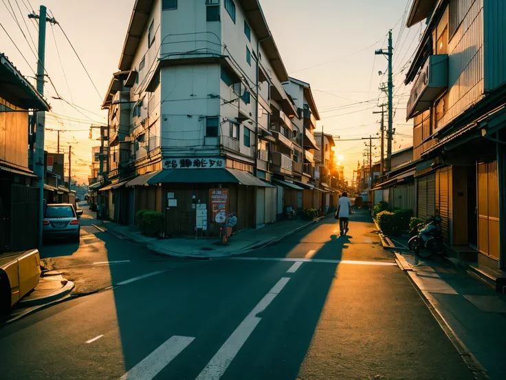 On the way home at sunset、A residential area that smells like dinner、Japan、faithful、detailed、Great image quality、4k、photograph、master piece