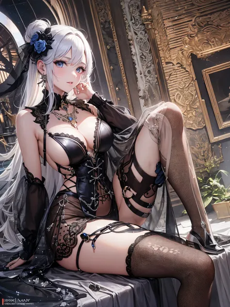 ((highest quality)),(ultra high resolution),(Super detailed),(detailed description),((best CG)),(best work of art),super precision art,great drawing art,(Art with precise details:1.5), (1 woman:1.5),colorful corset dress:1.6,beautiful and well-shaped face:...