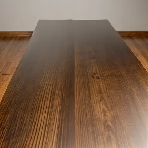 A wooden table with a metal sheet on top of it, realistic 4k HD 1080fps Shiny