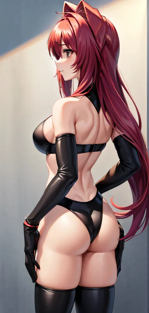 (ultra_high_res), (sfw), ((8k)), (high_quality), (masterpiece), (sexy), (beautiful_body), (slim_body), (dark_background), wrestling_ring, (wrestling), (black_bikini), (wrestling_outfit), (standing), (back), (full_body) visual_novel, (solo), muv-luv, muvluv...