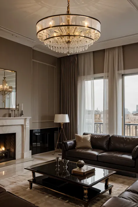  livingroom view, modern luxury furniture, minimalistic, expensive style, chandeliers