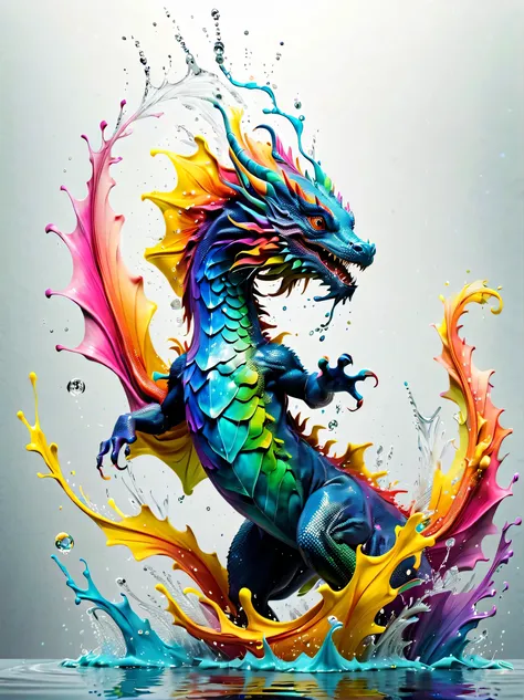 expressing the flow of ink dancing in the wind,water effects,colorful water,a water dragon is swimming in the ink,dragon&#39;the...