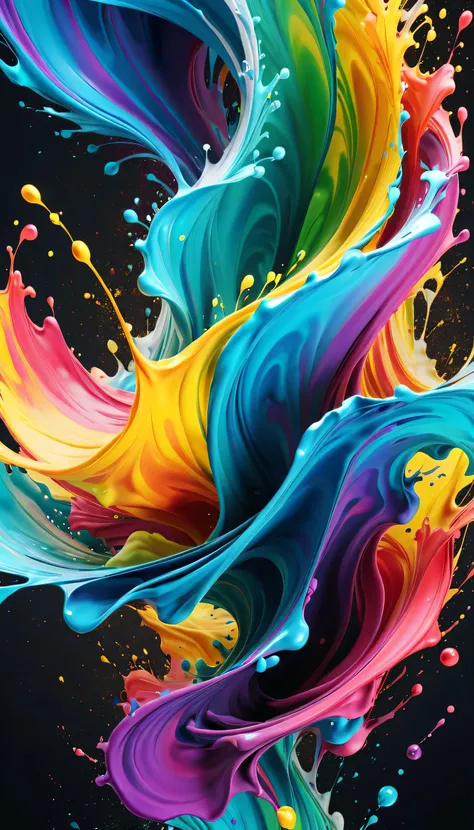 Expressing the flow of ink dancing in the wind,water effects,colorful water,Ink splash,Sparkling,Bright colors,light reflection,rich colors,abstract,3D,8K,High resolution,masterpiece,high quality,Detailed details,Colors of the rainbow,laugh mischievously,t...