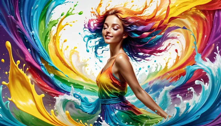 Expressing the flow of ink dancing in the wind,water effects,colorful water,goddess:govern the arts:Manipulating water:rich hair:sleeoing:perfect face:beautiful:17 years old:healthy,Ink splash,Sparkling,Bright colors,light reflection,rich colors,abstract,3...