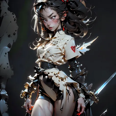 1_Clash of the Titans. A sexy demoness, (beautiful woman in leather outfit with wings and sword, Yang J, Chengwei Pan on ArtStation, CGSociety and Fenghua Zhong, digital fantasy art), Inspired by Fenghua Zhong, epic exquisite character art, Victor Wang, Ja...