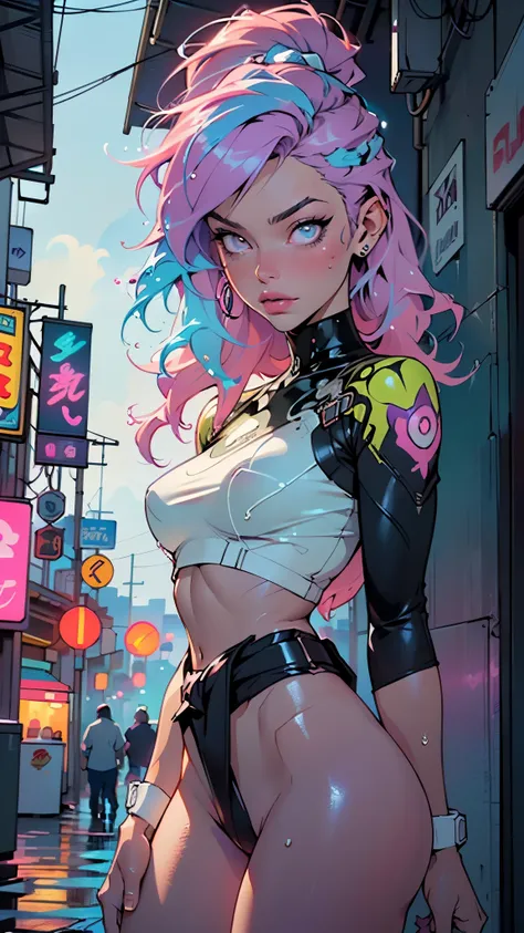 cute cartoon girl,(((1girl))),((extremely cute cartoon girl with liquid paint hair)),

(large breasts:1.4),(((very long hair,absurdly long hair,hair down to the waist,liquid paint hair:1.1,neon purple hair|neon pink hair|neon blue hair|neon aqua hair|purpl...