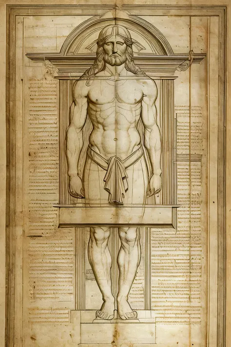 STUDY_OF_PROPORTIONS_FROM_VITRUVIUS%60S_DE_ARCHITECTU_BY_LEONARDO_DA_VINCI on yellowed parchment