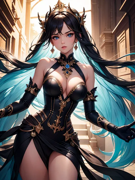 ((highest quality)),(ultra high resolution),(Super detailed),(detailed description),((best CG)),(best work of art),super precision art,great drawing art,(Art with precise details:1.5), (1 woman:1.5),colorful corset dress:1.6,beautiful and well-shaped face:...