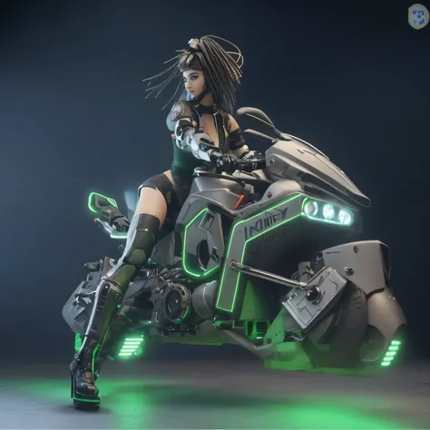 araffe on a motorcycle with a green light on the side, sitting on cyberpunk motorbike, cyberpunk 2 0 y. o model girl, cyberpunk angry gorgeous goddess, beautiful cyberpunk woman model, cyberpunk anime girl mech, female cyberpunk anime girl, cyber steampunk...