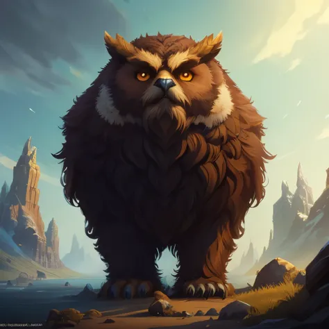 OBJECT, NO HUMANS, SOLO FOCUS, ITEMS, a digital painting of owlbear, EA Phenomic art style, world of warcraft splash art, by Magali Villeneuve, inspired by Michael Komarck, fantasy art, character close-up, Artstation contest winner, by Muggur, inspired by ...