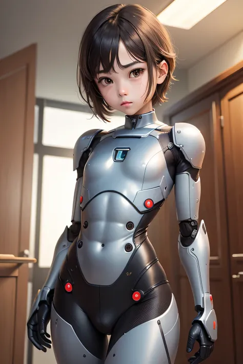 Cute boy robot that looks like a girl　Her chest is flat and、My groin is swollen.　indoor