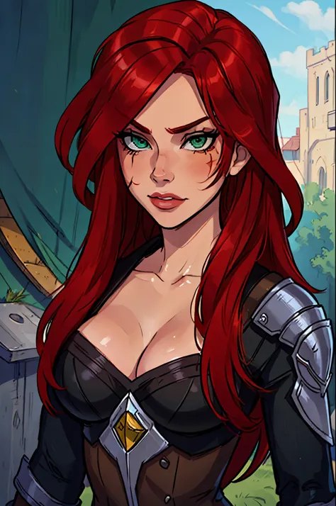 masterpiece, best quality, portrait, masterpiece, best quality, 1girl, solo, katarina, straight long red hair, smooth, face port...