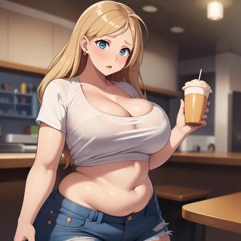 ((Masterpiece)), perfect anatomy, perfect shading, field of depth, (best quality), extremely delicate and beautiful, perfect lighting, detailed face, ultra cute face, cute, ((blush)), nervous, ((2girls)), 

one girl has blonde hair, blue eyes, crop top and...