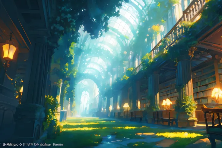 Create exquisite illustrations reminiscent of Makoto Shinkais style, It has ultra-fine details and top-notch quality. Generate a high-quality illustration of a library perched atop a nostalgic giant tree, where a wandering girl is on an explorative journey...