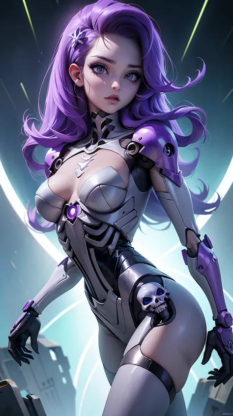 (La mejor calidad,A high resolution,Ultra - detallado,actual),Ariana Grande hermosa chica blanca cyborg esqueleto, (esqueleto ciberpunk:1.4), portrait of a cybernetic skeleton, cyborg - chica con cabello plateado, beautiful chica cyborg, (chica cyborg:1.4)...