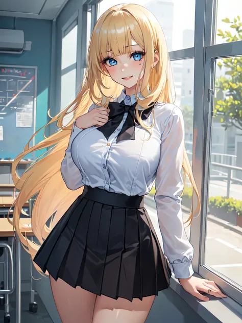 sfw (masterpiece, best quality, 32k) a youthful teenage girl with long blonde hair ((golden blonde hair, bright blonde hair, ban...