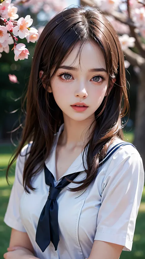 (1young girl), Amazing face and eyes, Pink eyes, (amazingly beautiful girl), (Best Quality:1.4), (Ultra-detailed), (extremely detailed CG unified 8k wallpaper), Highly detailed, High-definition raw color photos, Professional Photography, sailor uniform, sc...