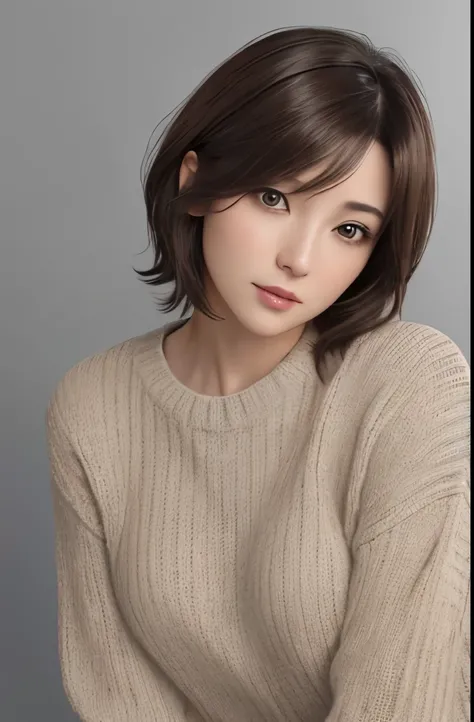 (Representative works:1.3)、(8k、photorealistic、Raw photo、Highest image quality:1.4)、(30 years old mature woman)、small face、beautiful face、(realistic face)、no makeup、natural makeup、Light makeup、 (Dark brown、short hair:1.3)、beautiful hairstyle、realistic eyes、...