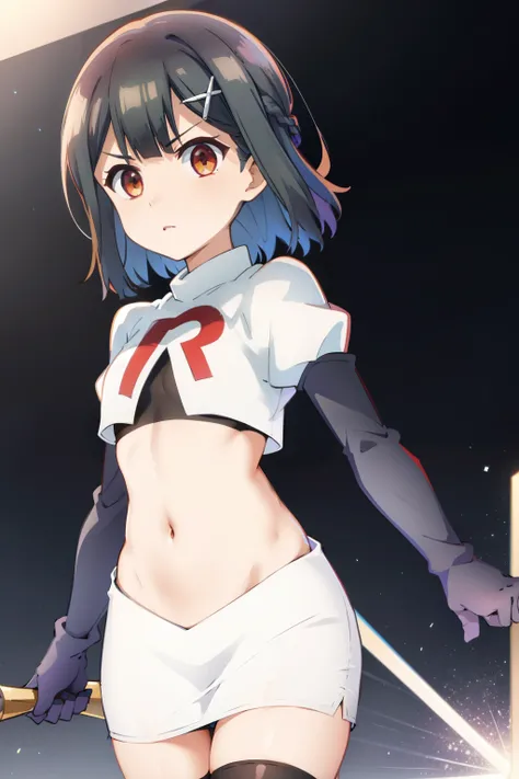 masterpiece, best quality, (colorful),(delicate eyes and face), volumetric light, ray tracing, extremely detailed CG unity 8k wallpaper, miyu edelfelt, magicalgirluniform, 1girl, solo, breasts, looking at viewer, twintails, small breasts, magical girl, x h...