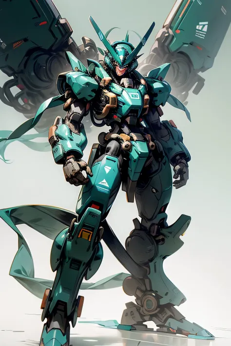 Anthropomorphic monkey，wearing a mecha, teal and black mecha, 