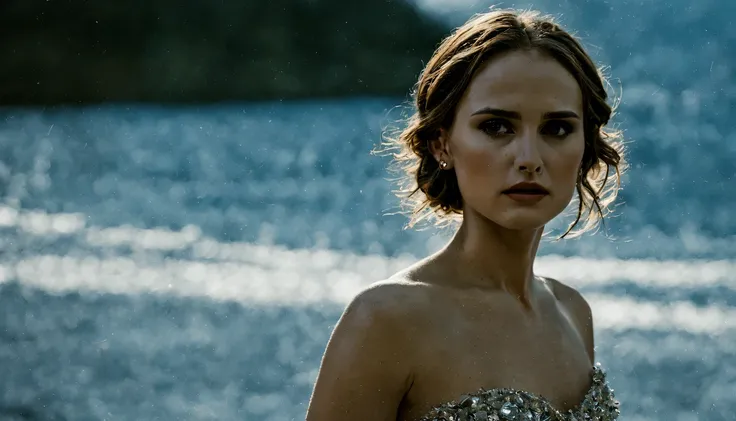 (obra-prima), (melhor qualidade), ((ultradetalhada)), (hiperrealista), (foto altamente detalhada), cinematic lighting, fotorrealista, jovem extremamente bonita (Natalie Portman), (25 anos), no interior da Europa, vestido Marrom Claro detalhado e intrincado...