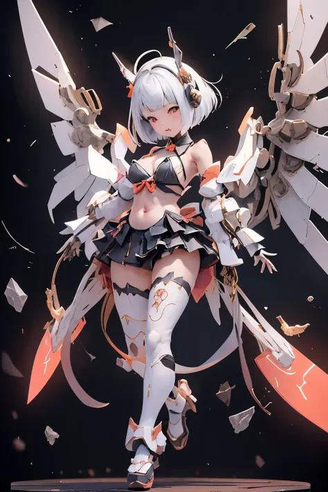 {(japanese young girl)}, (She is fused with futuristic Gundam mecha:1.1), white theme, with headgear, with v-fin , ((unarmored cleavage)), ((unarmored stomach)), ((unarmored upper arms)), ((unarmored face)), (unarmored hands), (unarmored waist), ((unarmore...