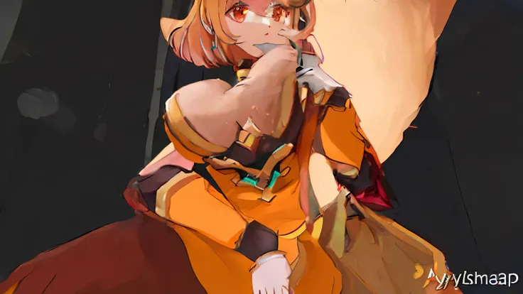 one wearing clothes、Close-up of woman holding brown bag, Wallop and sakimichan, Wallop : : 5, close-up character, fluffy orange skin, Ayakashi original god impact, Onmyoji, Severe blurry jpeg artifacts, it was, A peach as juicy as a human, Ayaka game gensh...