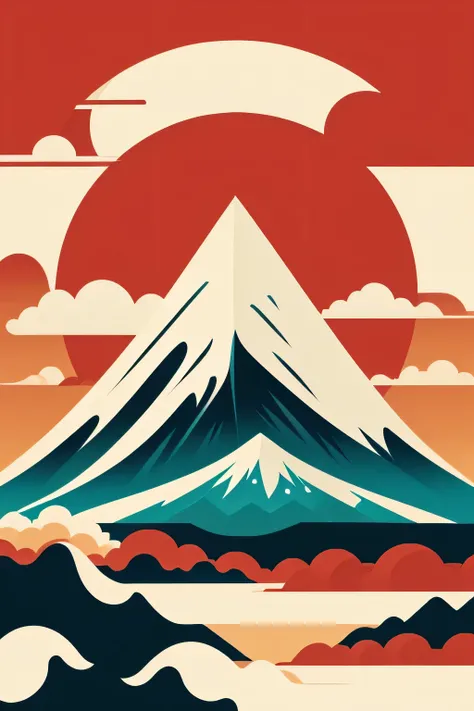 beautiful mountain in Japanese vector art style