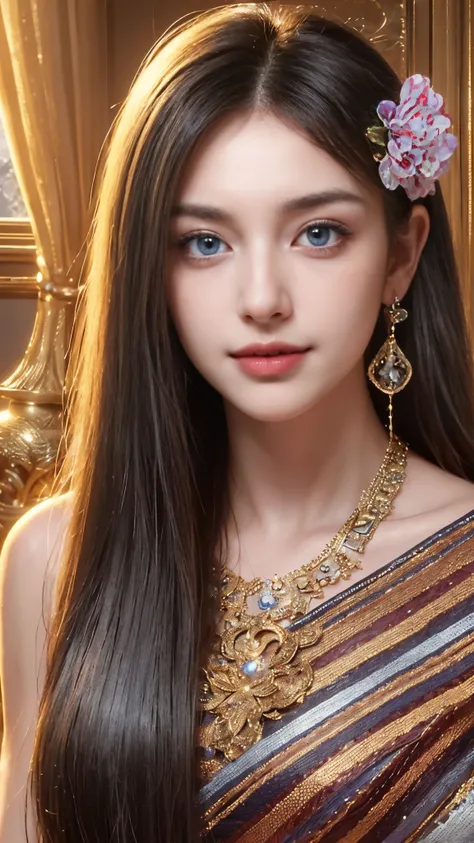 8K, Top Quality, Intricate Details, Ultra Detail, Ultra High Resolution, Masterpiece, random angle,  Slender, Smile, (Makeup: 0.4), (Fluffy Blue Eyes: 1.21), blue Eyes,, ((full body)), 1girl, solo, 1 girl, (( full body)),  close-up shot,  , , ((tall)), (((...