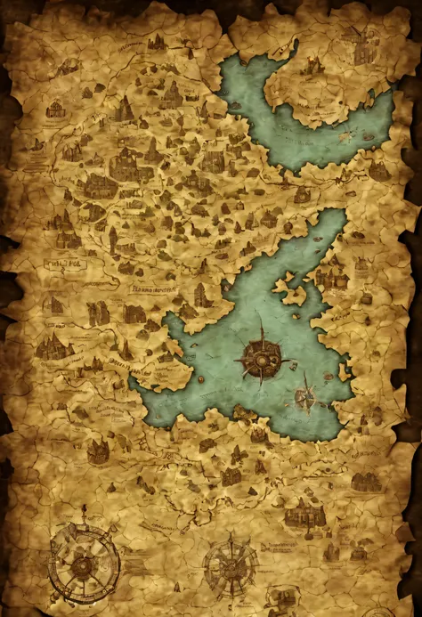 a meticulously designed map mural of a dark fantasy dungeon map., (((dungeon paper map background with transparent effect:1.3)))...