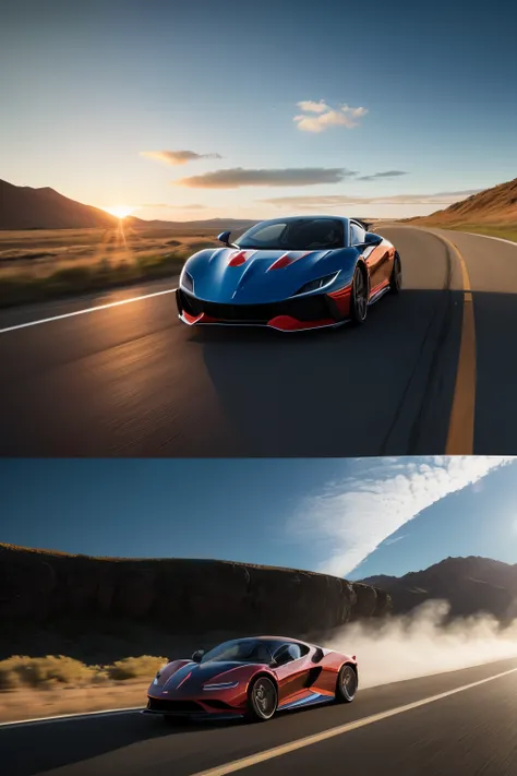 Create a logo for a visionary car brand, embodying speed and innovation, a sleek silhouette of a stallion in motion, as if leaping forward, its mane flowing in the wind, contrasted against a backdrop of a radiant sun setting over the horizon. The brand nam...