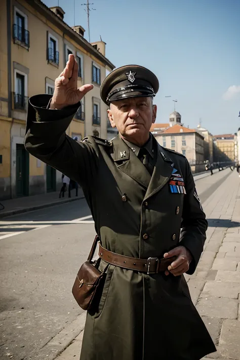 WWII Nazi general giving Nazi salute, em lisboa