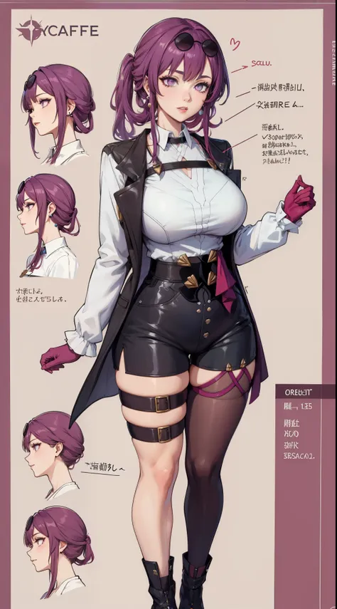 girl, solo, full body, from head to toe, random movement, movement, random, (Huge_Breasts:1.3), 

Character Design Sheet, , character reference sheet, character turn around,

kafkerdef, earrings, eyewear on head, sunglasses, white shirt, black jacket, long...