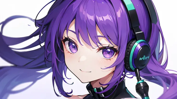 (T Masterpiece，4k wallpaper，best quality))、((girl１people))、(solo)、Brilliant，(purple hair)、(shortcut:1.3)、close up of face、smile、microphone、song