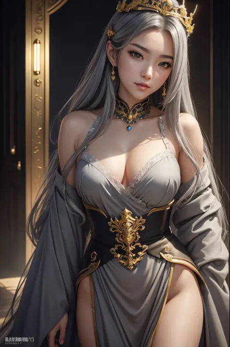 8K,small breasts,gray long hair,黒と金のsexyなランジェリーを着た女神のClose-up,Super beautiful(like the real thing), beautiful fantasy empress, ((beautiful fantasy empress)), small breasted gray haired welcome. very high detail, extremely detailed ,up to the model | types ...