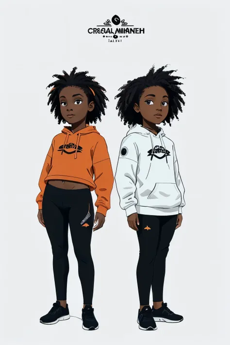  cartoon of one in an orange hoodie and black tights, moletom com capuz grande, grosso, gordo, gym clothes, fanart de , valkyrie style character, laranja e preto, design de personagem altamente detalhado, conceito de personagem irrealista, colored sketch d...