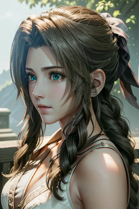 ((ultra detailed, masterpiece, best quality))
FF7Aerith, 1girl, solo, single braid, green eyes, brown hair, portrait