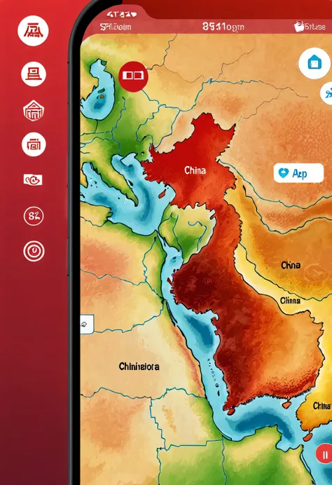 APP icon design style ,（Map of China：1.37），Red design