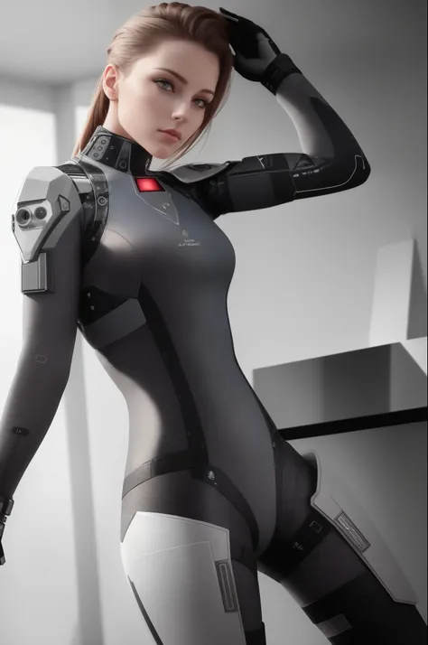 ((attractive modern female military with cybernetic limbs part cyborg on patrol)), cinematographic, Dynamic Posture, detalhes finos, reflections, 8k, ((tiro escuro)), sdet volumetric lights, (Retroiluminado:1.3), (fotorrealista),  (Estilo-vidro), HDR, sem ...