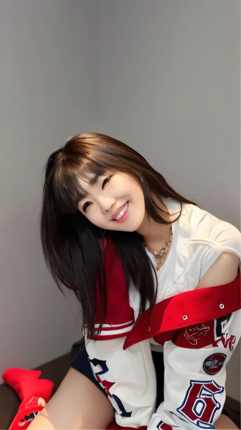 arafed asian woman in a cheer uniform posing for a picture, portrait of female korean idol, sun yunjoo, with bangs, lalisa manobal, portrait of jossi of blackpink, bae suzy, with full bangs, wan adorable korean face, lalisa manoban of blackpink, ulzzang, s...