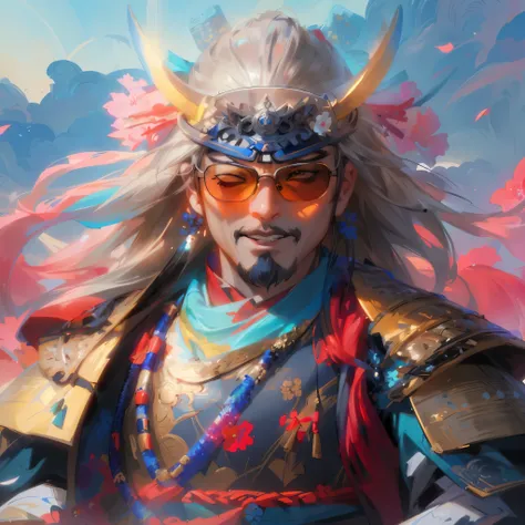 a close up of a samurai wearing sunglasses, onmyoji portrait, onmyoji detailed art, onmyoji, masamune shiro, high detailed official artwork, samurai portrait, artwork in the style of guweiz, inspired by Hu Zaobin, heise jinyao, masamune, detailed digital a...