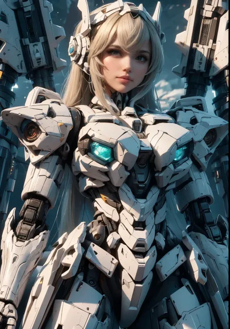 ((mejor calidad)), ((obra maestra)), (muy detallado: 1.3), ....3d, shitu-mecha, hermosa mujere con un rifle, con su mecha en las...